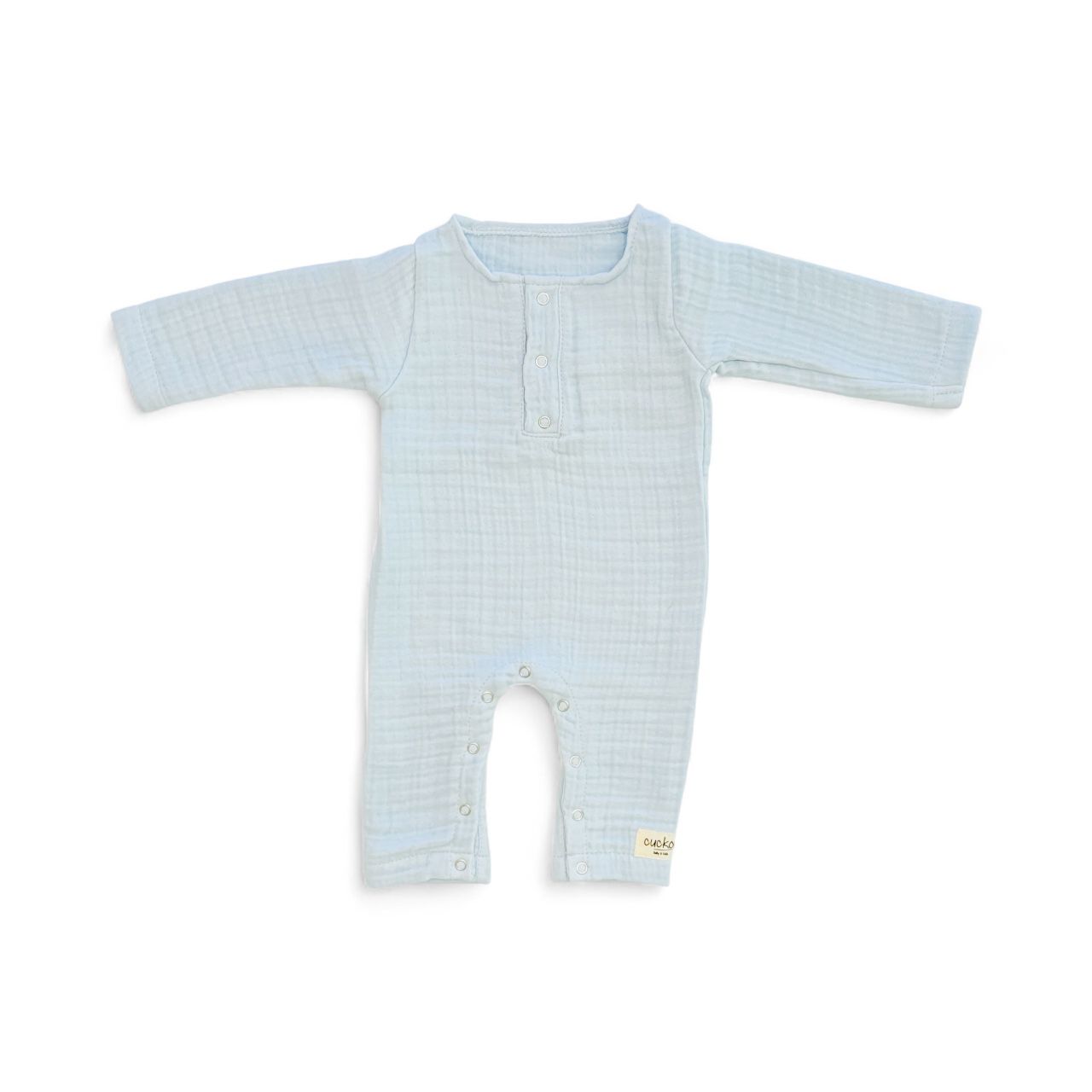 GOTS, Organik, 4 Kat Müslin, Uzun Kollu Unisex Tulum, 0-24 Ay