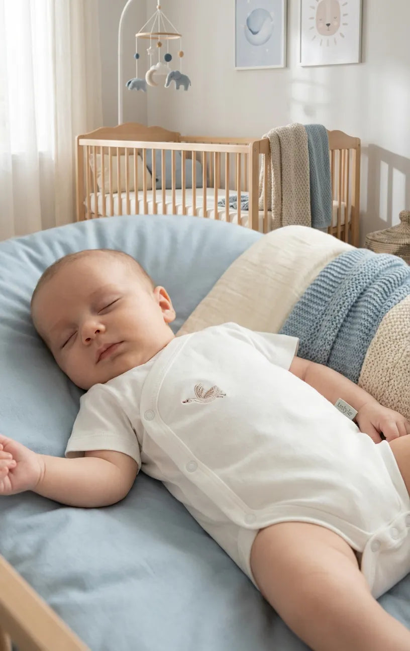 GOTS, Organik, Kısa Kollu, Kruvaze Body, Yenidoğan, 0-6 Ay