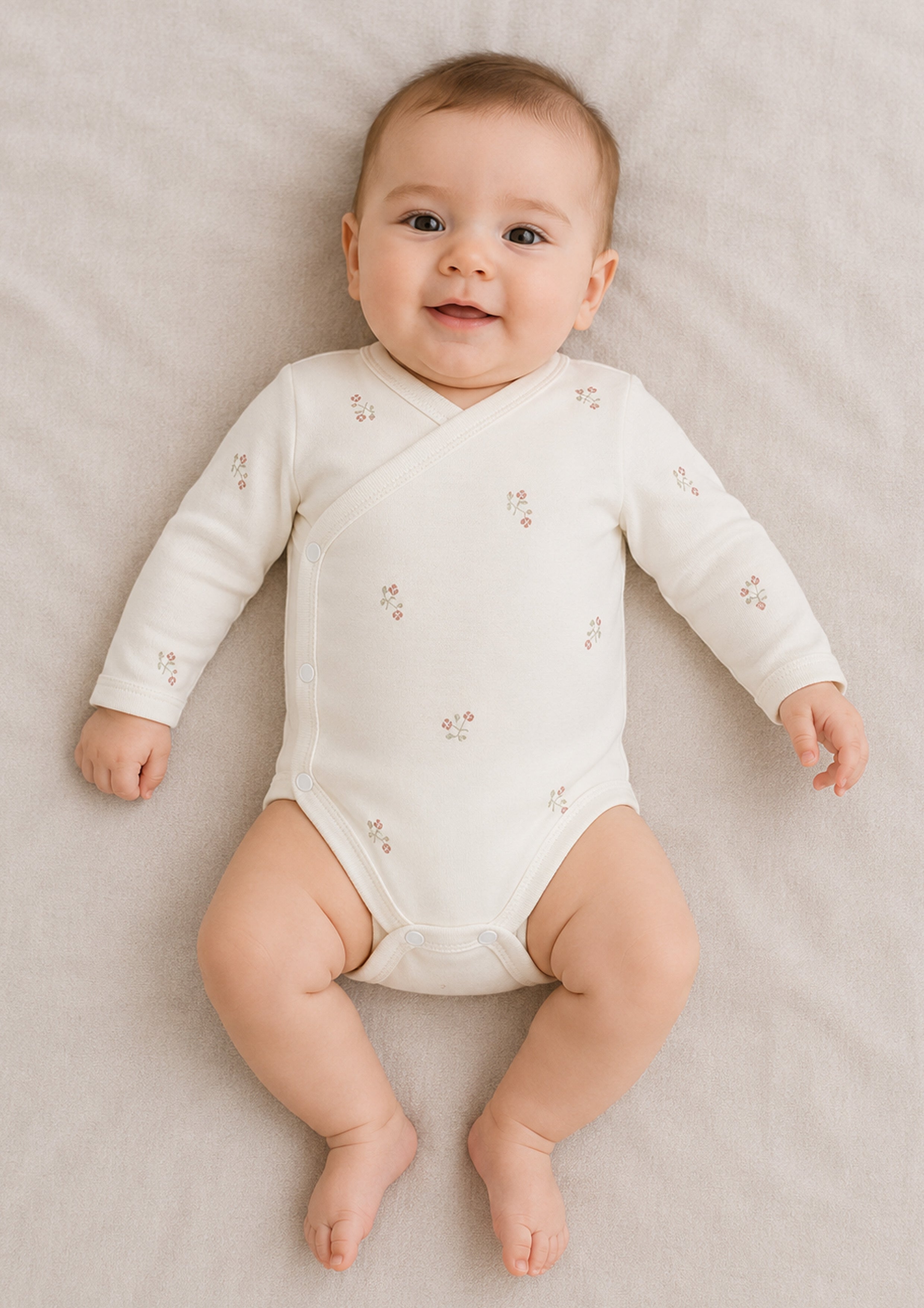 GOTS,Organik Pamuk, Yenidoğan Kız Bebek Body, 0-6 Ay