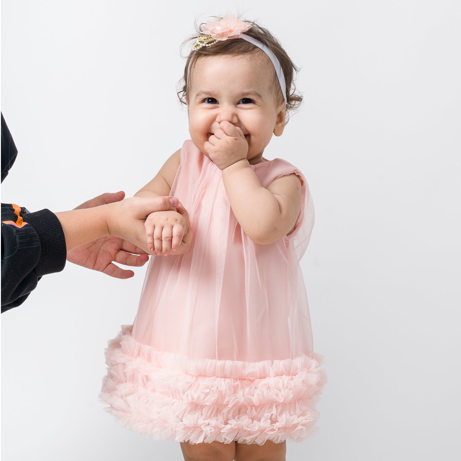 Saç Bandanalı, Tüllü, Büzgülü, Özel Gün Kız Bebek Elbisesi , 9-24 Ay