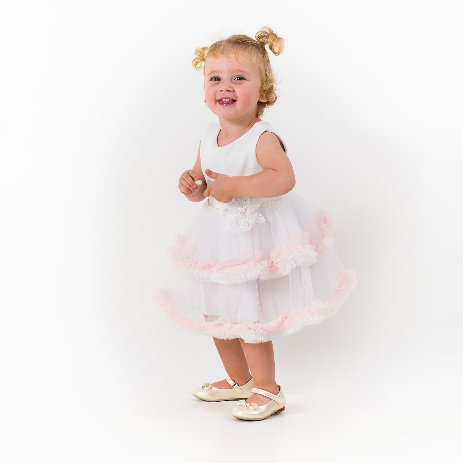 Tüllü Kız Bebek Elbisesi, Özel Gün, Kat Kat Volanlı & Çiçek Detaylı, 9–18 Ay
