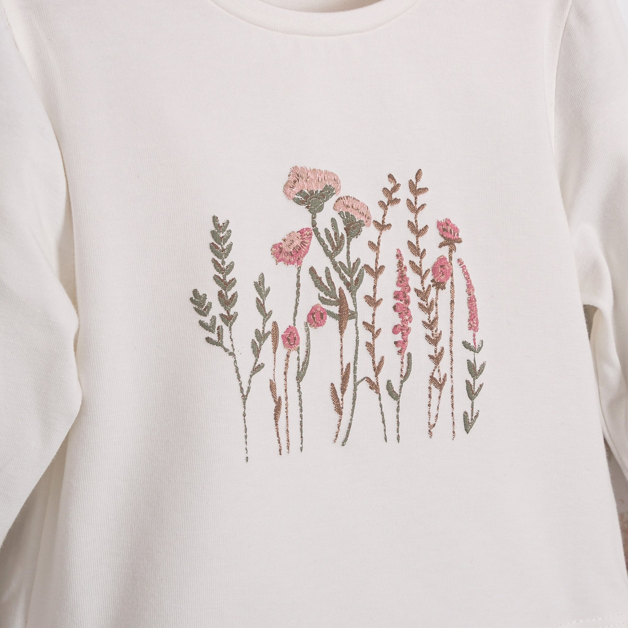 Çiçek Aplikeli 3’lü Bebek Takımı – Hırka + Tütü Etek + Uzun Kollu Üst, 3–18 Ay