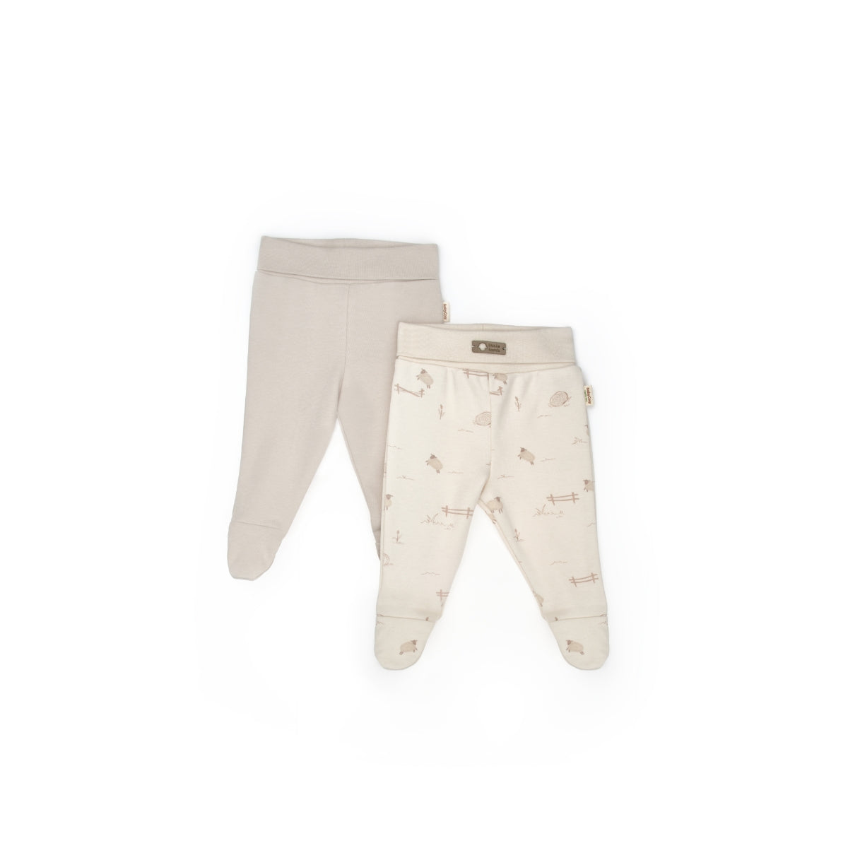 GOTS Sertifikalı, Organik, Unisex, Kuzu Desenli Patikli Tek Alt, 0-6 Ay