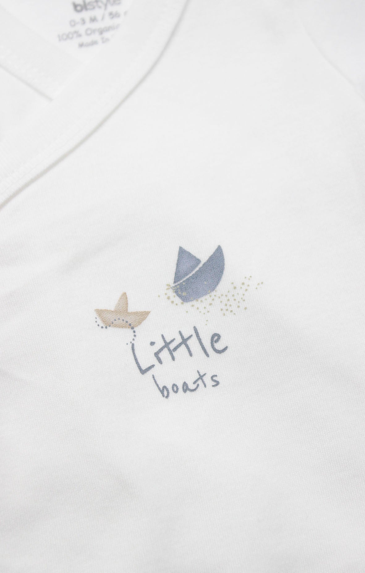 GOTS, Organik Pamuk, Kısa Kollu Kruvaze Body, Yenidoğan,0-6 Ay