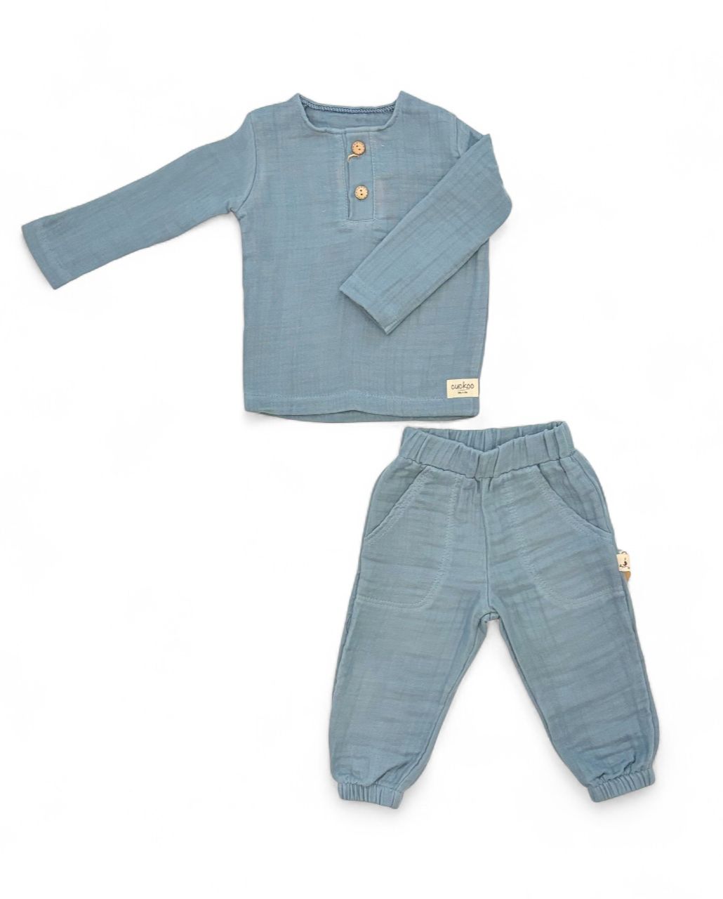 GOTS Organic, 4-Ply Muslin, Long-Sleeved 2-Piece Set, Boys, 1-5 Years