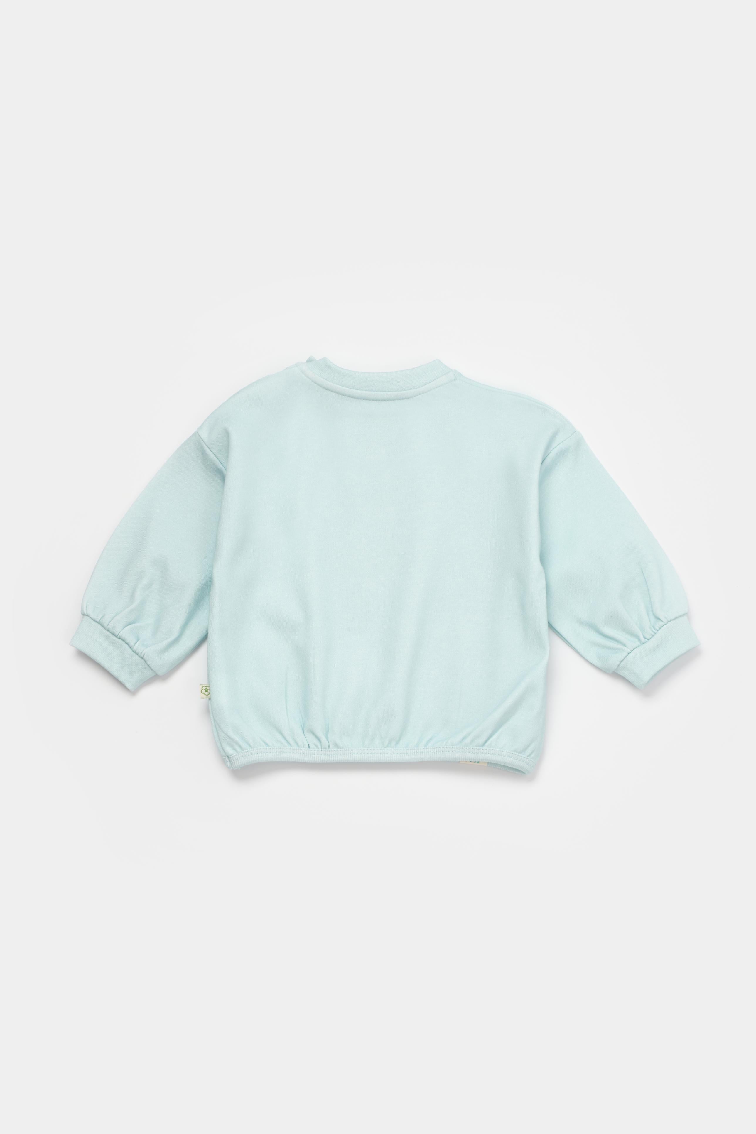 GOTS sertifikalı, organik pamuklu unisex bebek sweatshirt – 6-36 ay arası kullanım için uygun, yumuşak dokulu ve rahat kalıplı. sevimli denizatı desenli