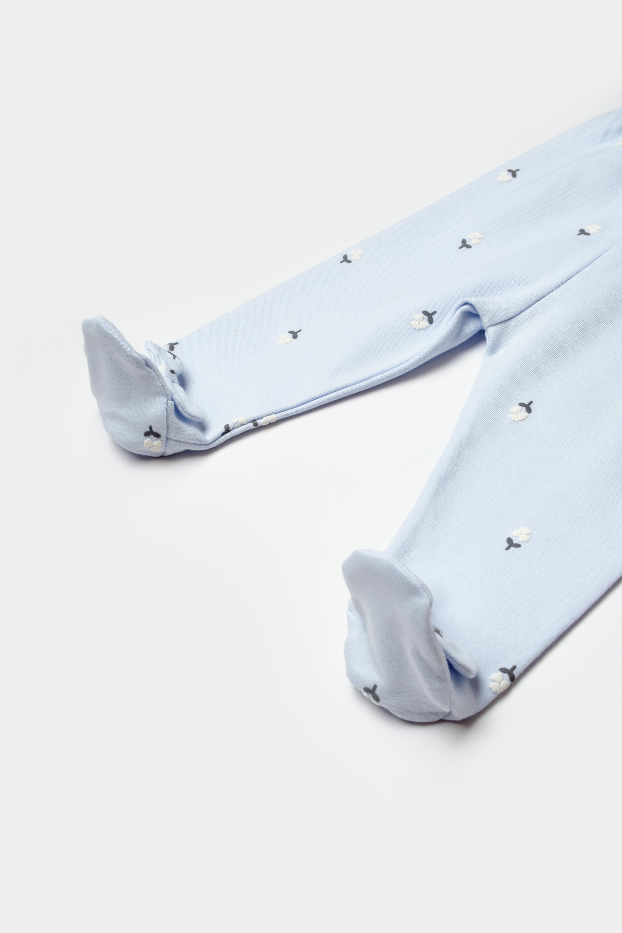 GOTS sertifikalı, organik pamuklu Love Floral temalı, lila renkli unisex patikli bebek alt giysisi – 0-12 ay arası kullanım için uygundur, yumuşak ve doğal kumaşlıdır.