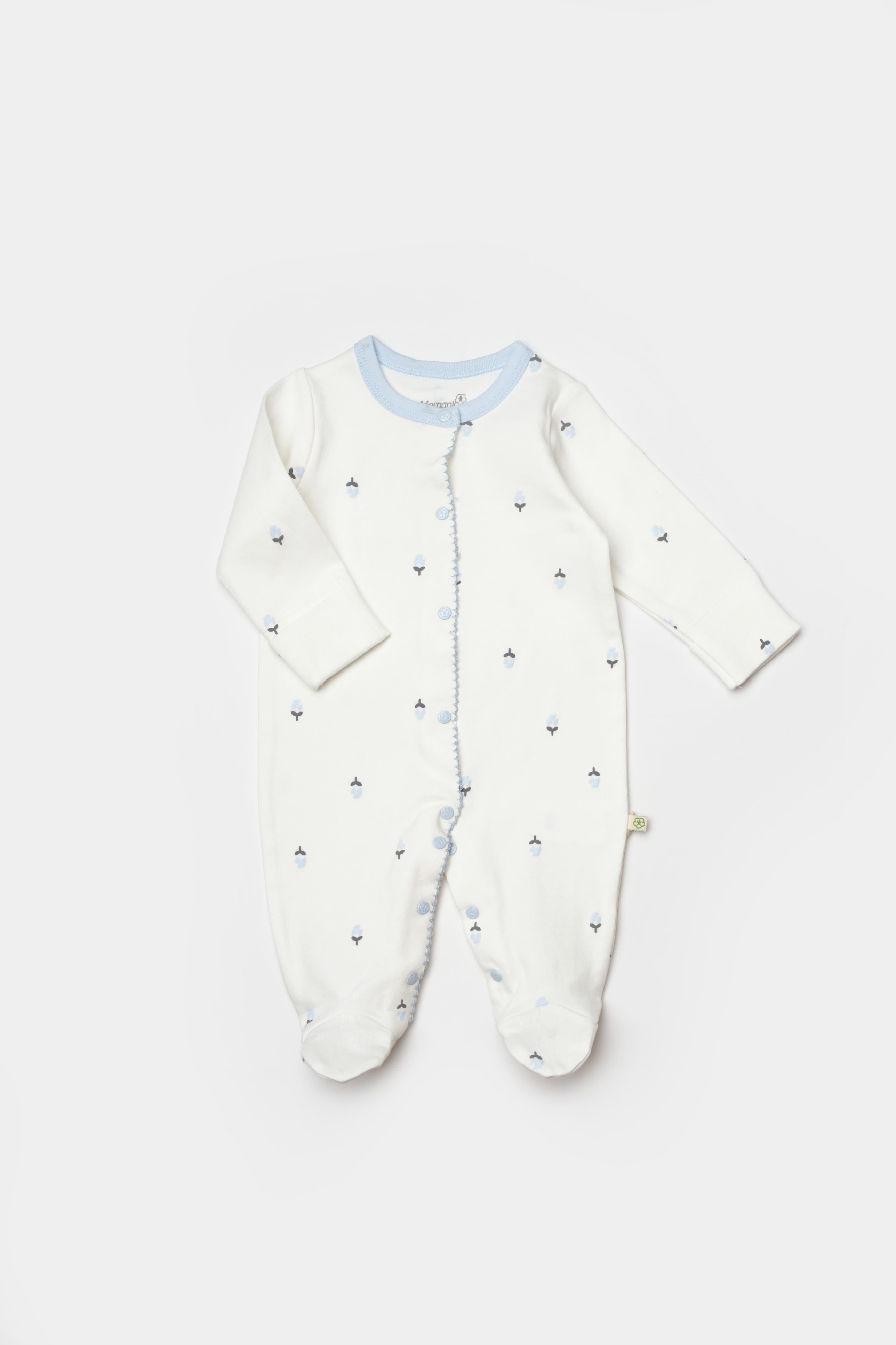 GOTS sertifikalı, organik pamuklu, love floral desenli unisex 4’lü yenidoğan takımı – 0-3 ay bebekler için tulum