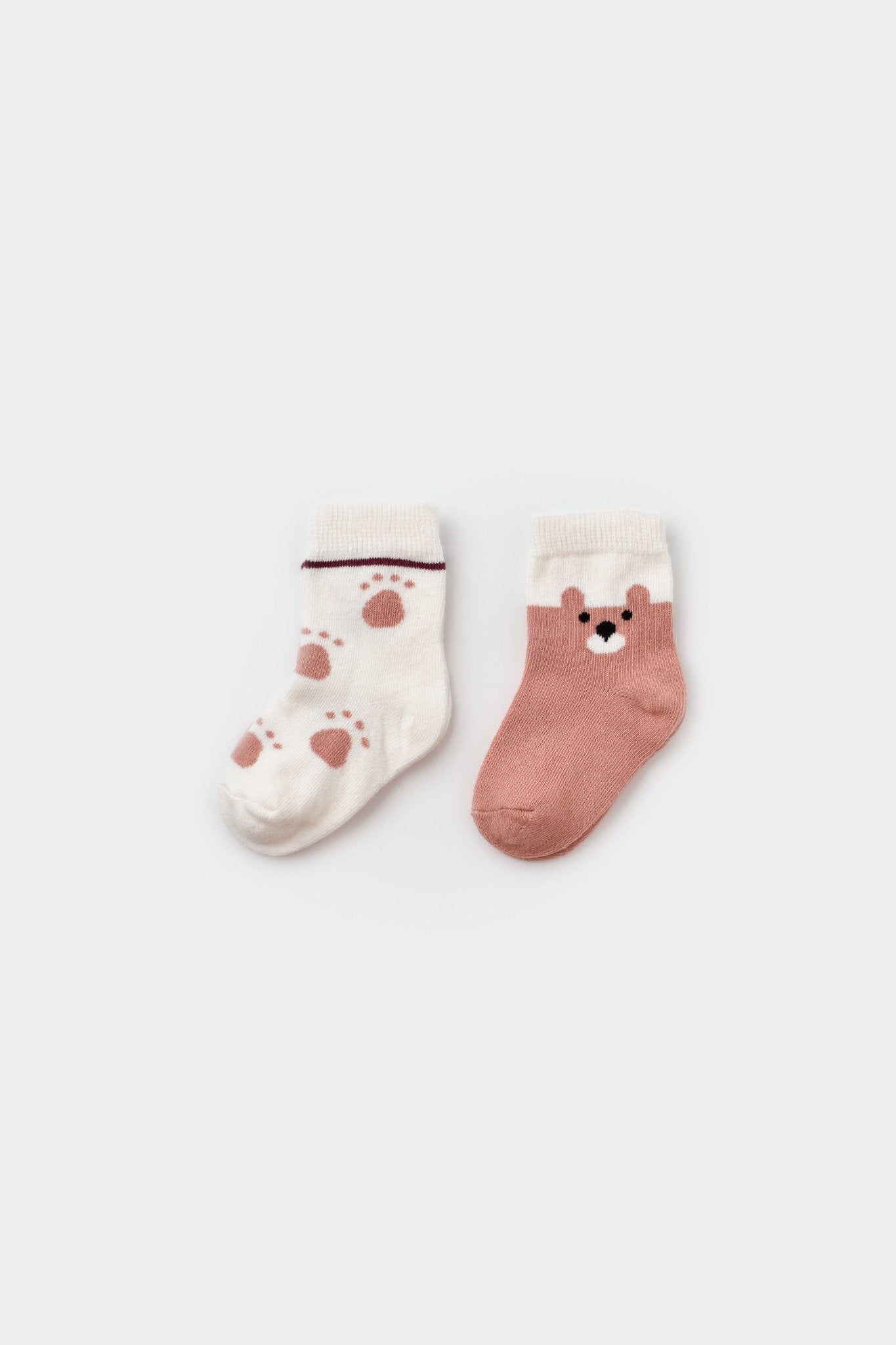 GOTS Sertifikalı 2’lİ Organik, Mutlu Ayıcık, Unisex, 0-6 Ay, Bebek Çorap