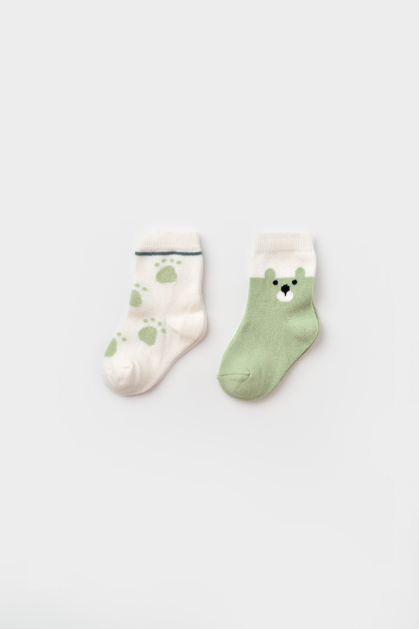 GOTS Sertifikalı 2’lİ Organik, Mutlu Ayıcık, Unisex, 0-6 Ay, Bebek Çorap