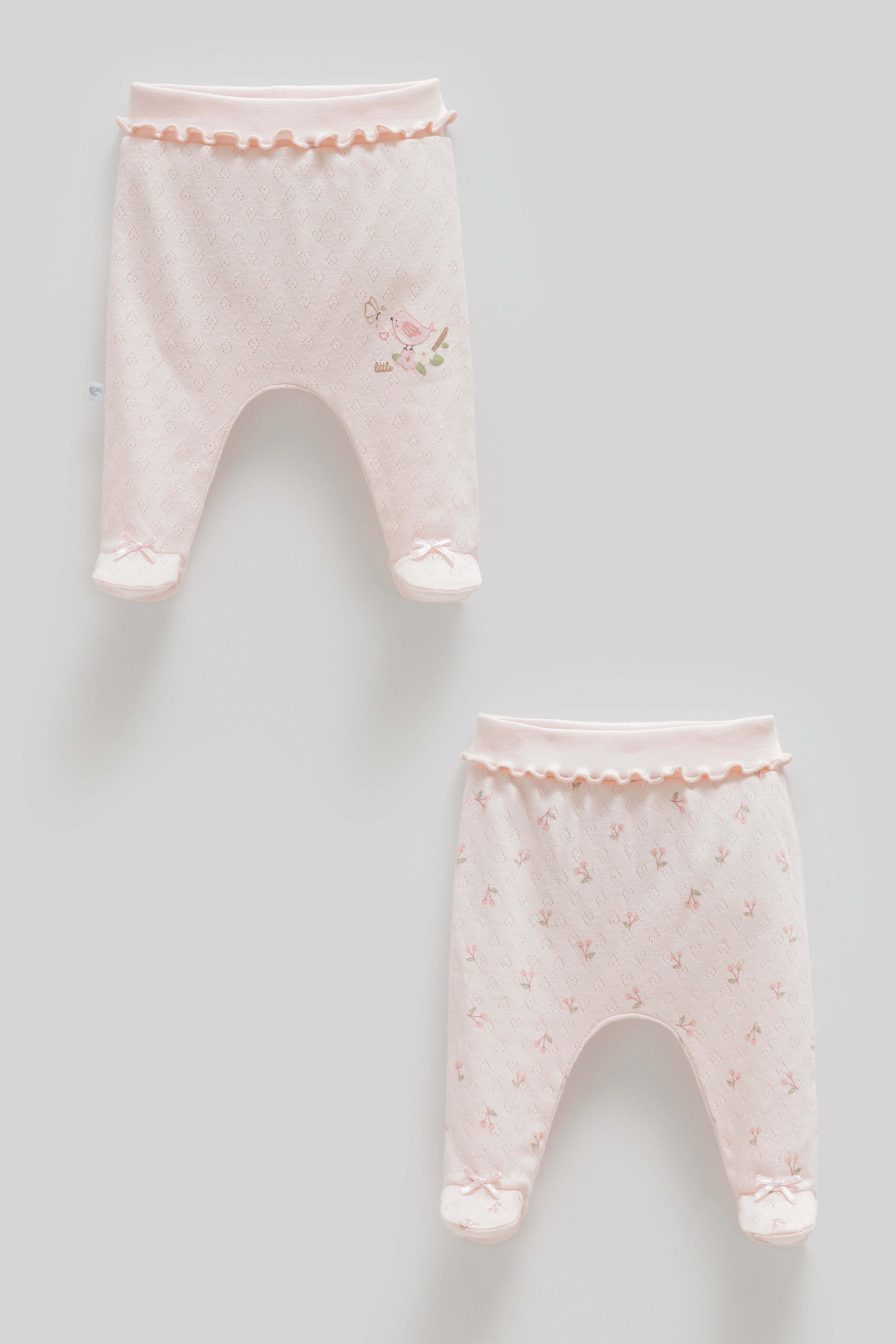 OEKO-TEX, %100 Pamuk Jakarlı 2’li Patikli Bebek Tek Altı, 0-9 Ay