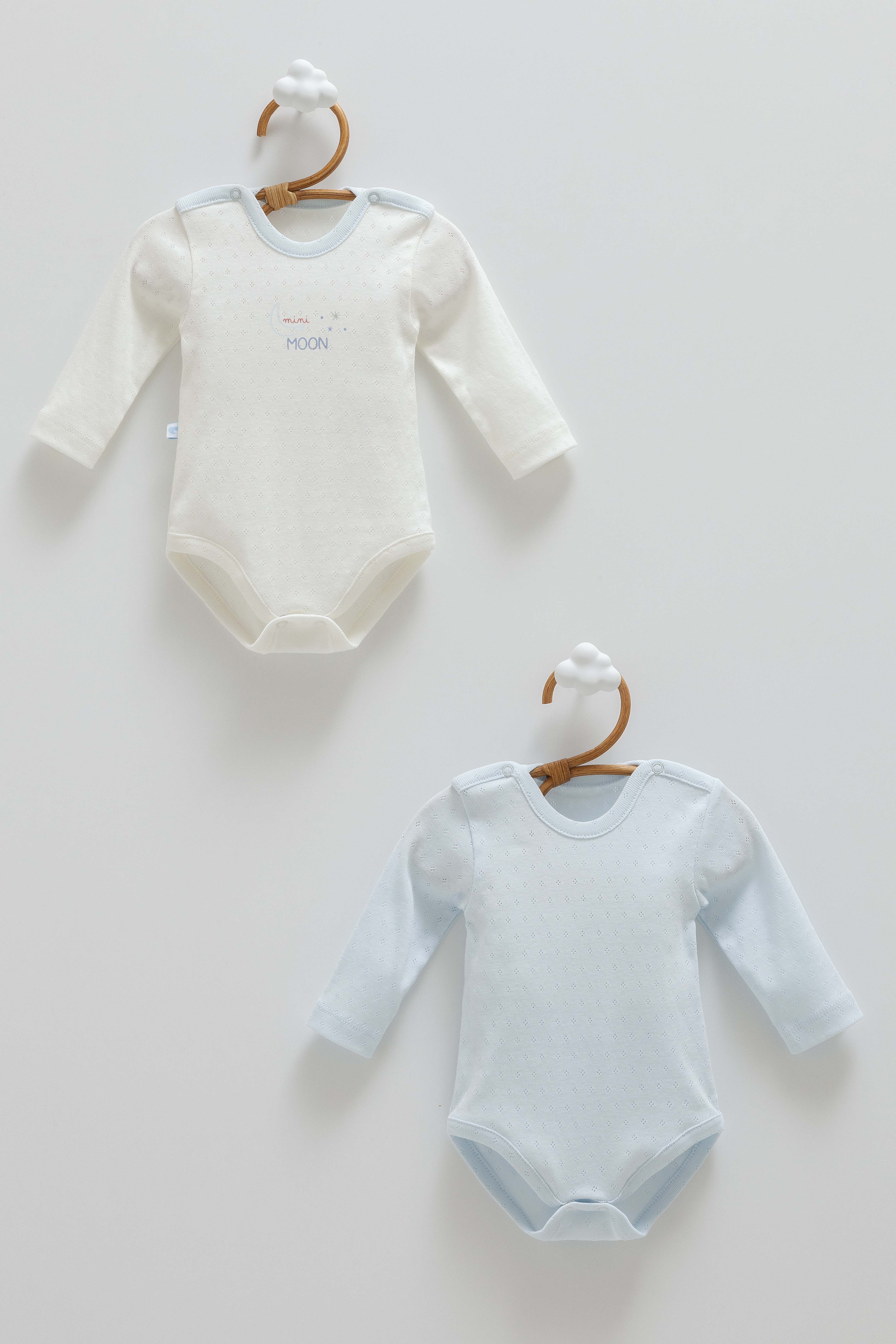 OEKO-TEX, % 100 Pamuk, Jakarlı 2’li Erkek Bebek Body, 0-9 Ay