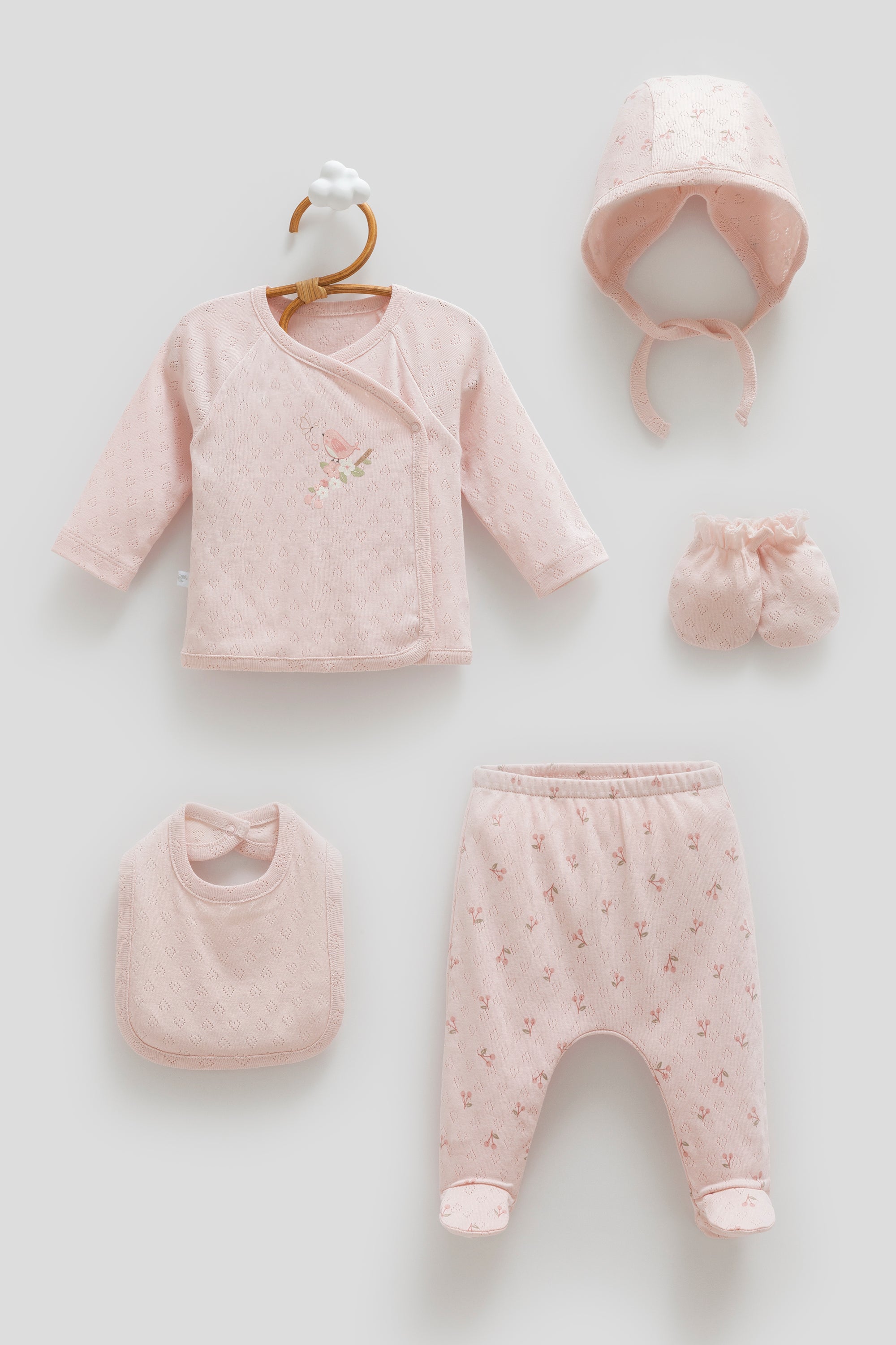 OEKO-TEX, %100 Pamuk Jakarlı 5’li Bebek Hastane Çıkışı, Yenidoğan, 0-3 ay