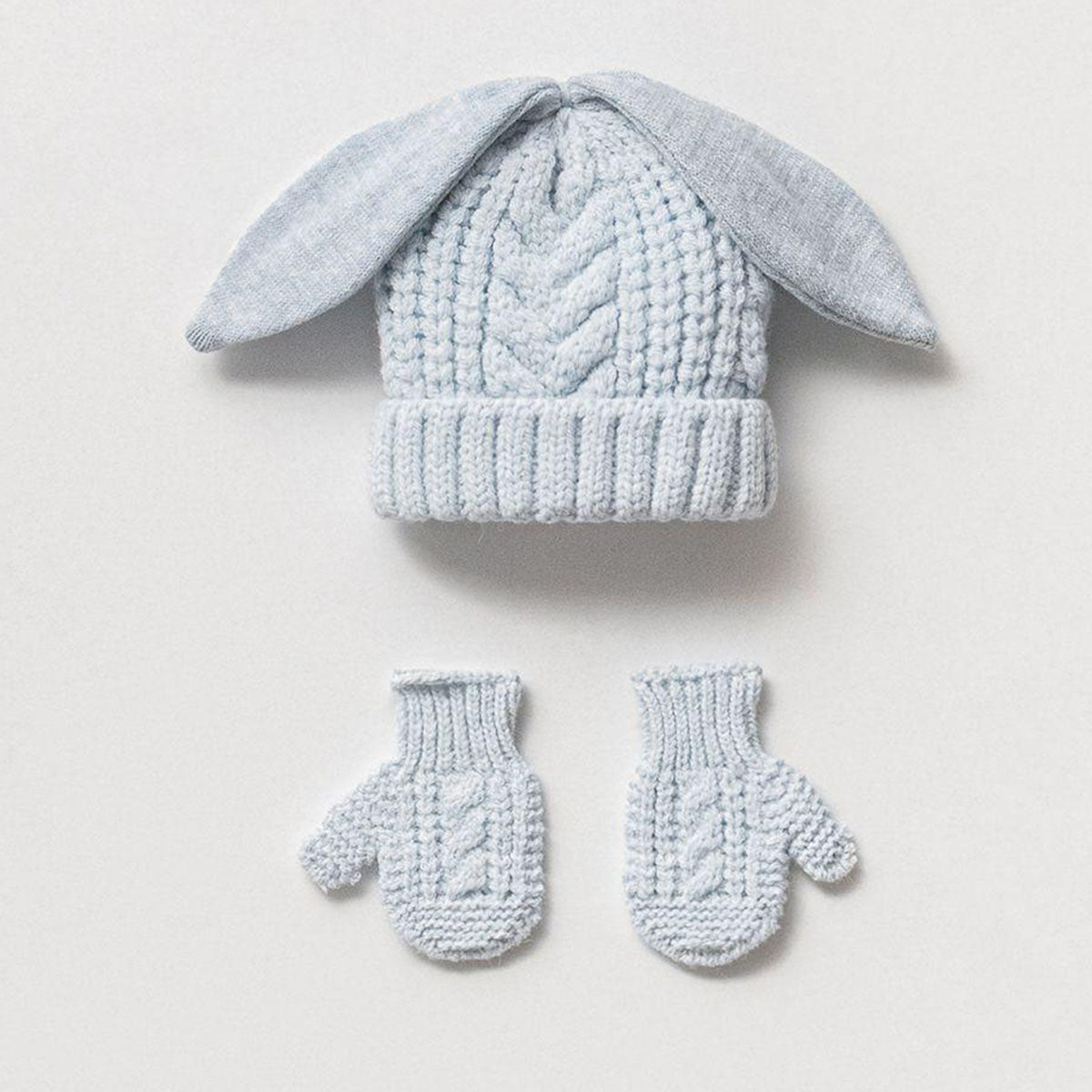 OEKO-TEX, Tavşan Kulaklı Bebek Bere & Eldiven Seti (0–12 Ay)