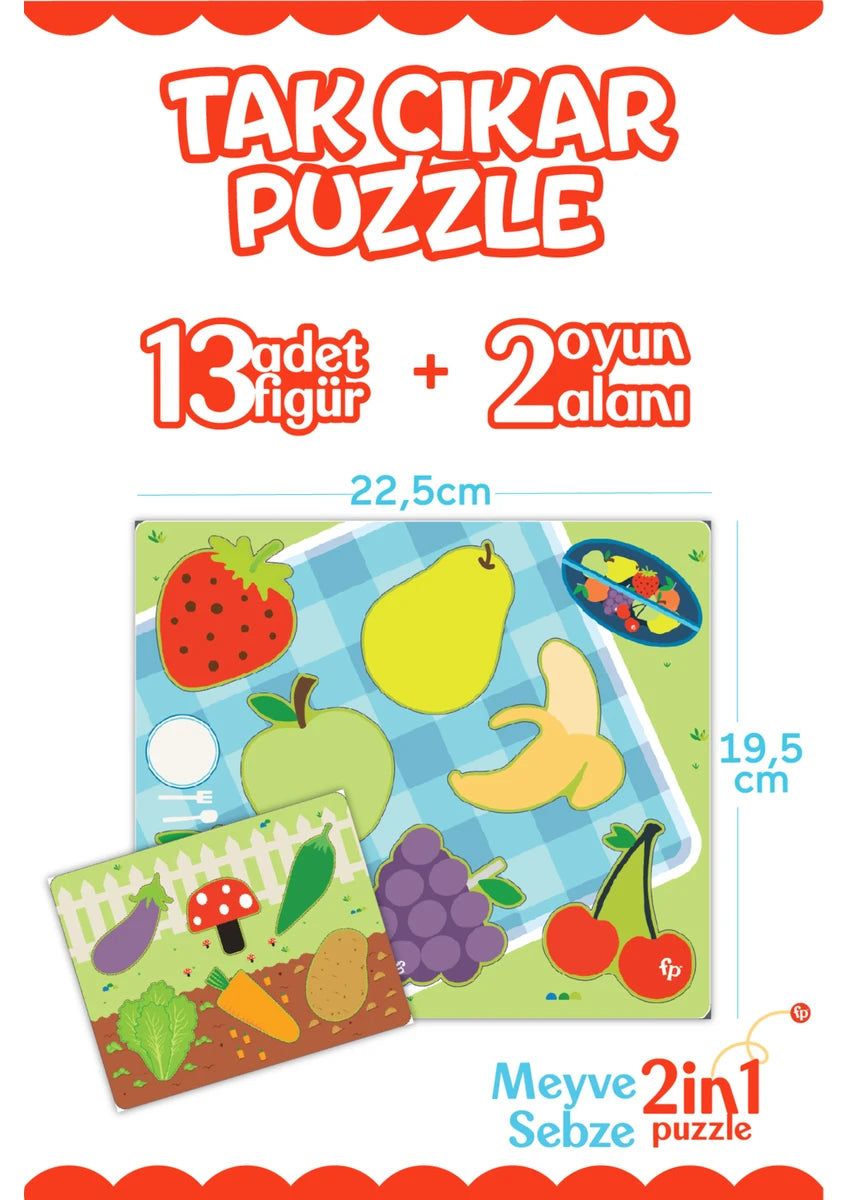 Fisher-Price Tak Çıkar Puzzle – Meyve & Sebze, 1 Yaş+