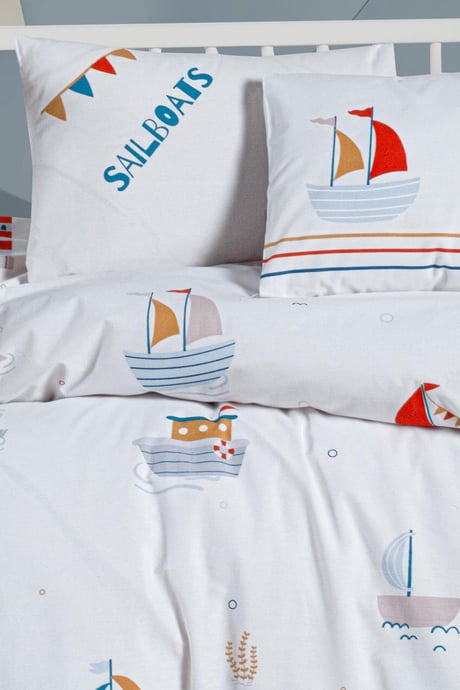 OEKO-TEX Sertifikalı, %100 Pamuk, Unisex, Yelkenli, Park Yatak Nevresim Takımı