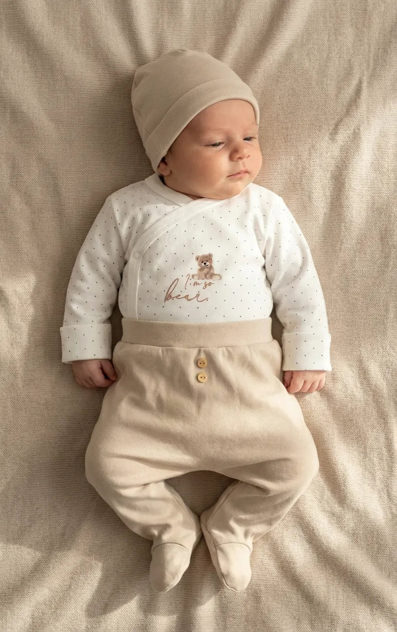 GOTS, Organic Cotton, 3-Piece Baby Hospital Outfit, Newborn Set, 0-6 Months