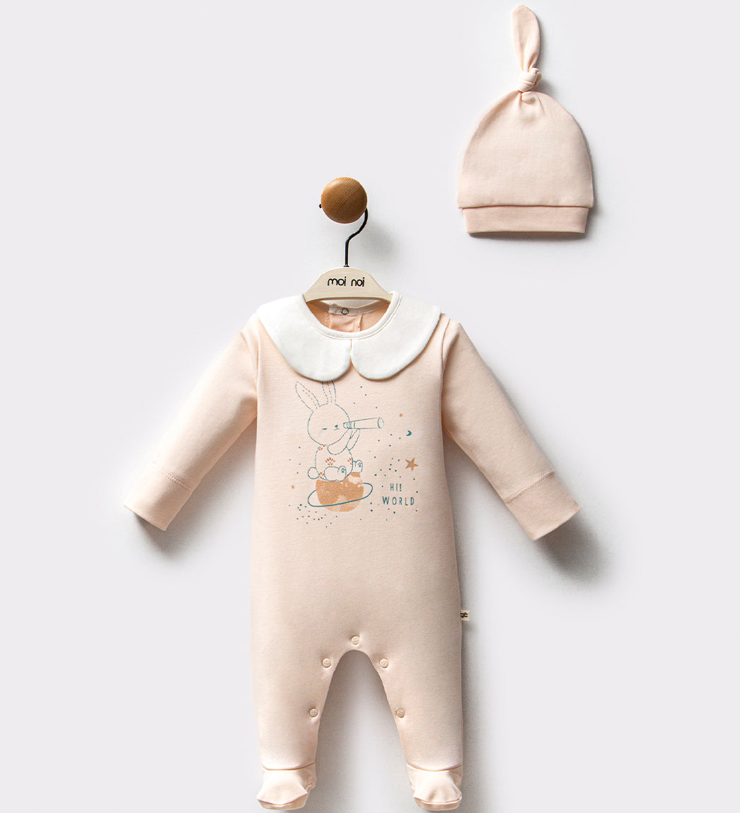 OEKO-TEX Certified, Organic, Baby Girl Romper and Hat, 2-Piece Set, 0-6 Months