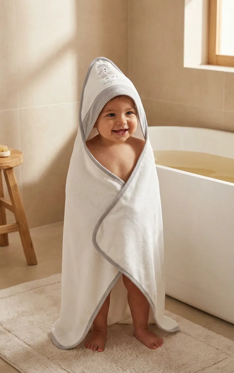 GOTS, Organik Pamuk, Bebek Yenidoğan Kapüşonlu Havlu 80x90 cm