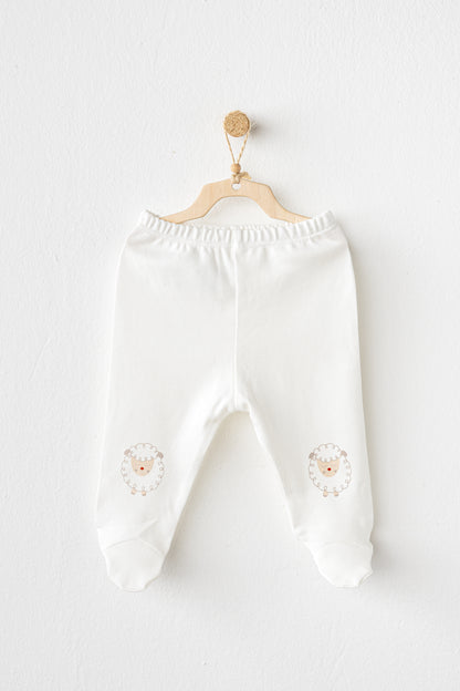 %100 Pamuk, Unisex Kuzucuk Desenli 10’lu Hastane Çıkışı, 0-3 Ay