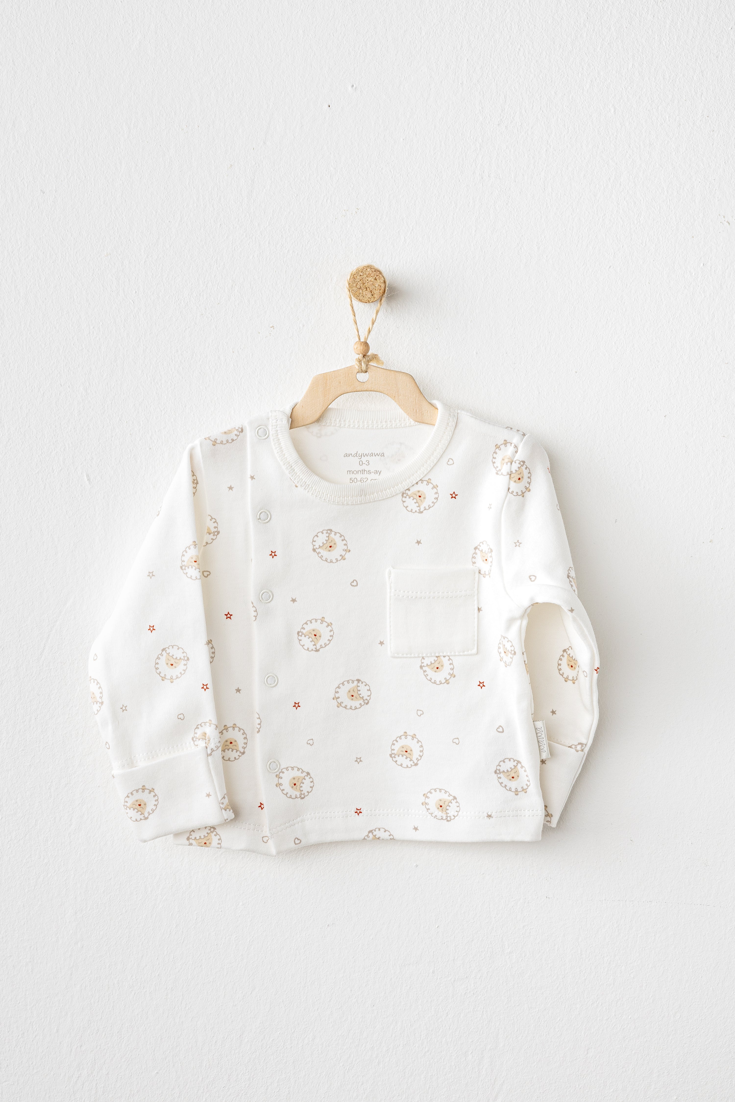 %100 Pamuk, Unisex Kuzucuk Desenli 10’lu Hastane Çıkışı, 0-3 Ay