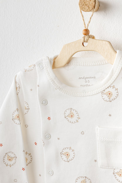 %100 Pamuk, Unisex Kuzucuk Desenli 10’lu Hastane Çıkışı, 0-3 Ay