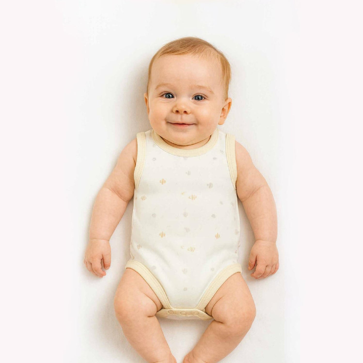 GOTS, Organik Pamuk, Jakarlı,Unisex Bebek Body, 0-24 Ay