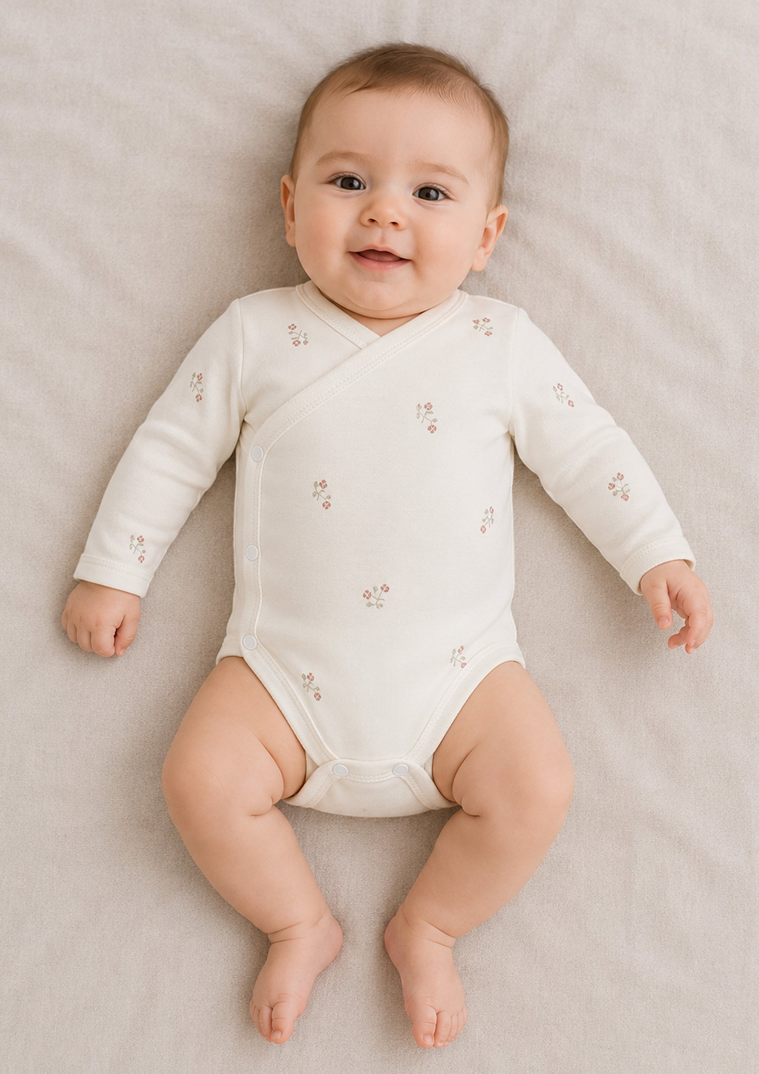 GOTS,Organik Pamuk, Yenidoğan Kız Bebek Body, 0-6 Ay