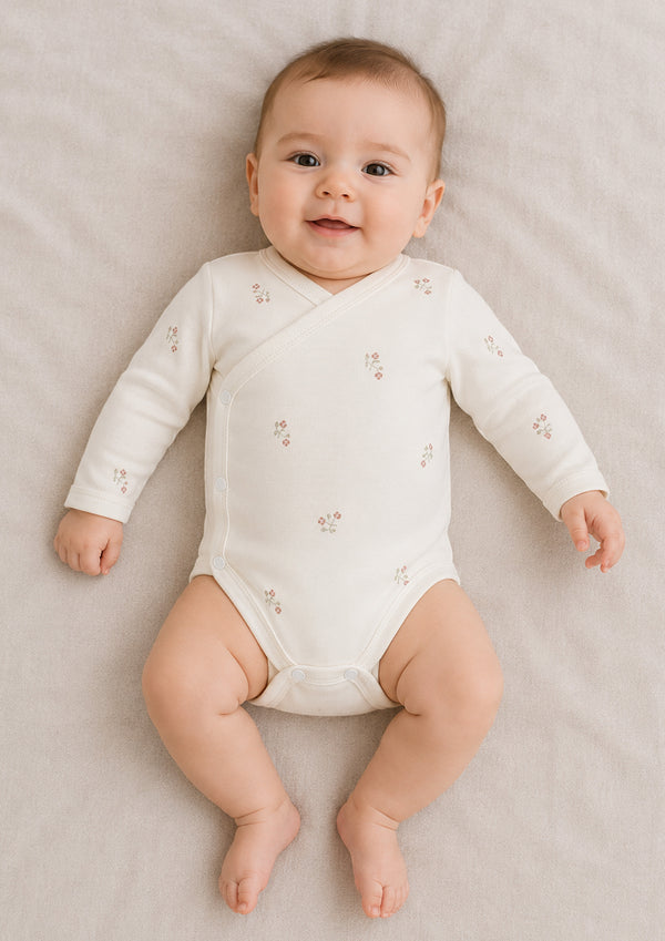 GOTS,Organik Pamuk, Yenidoğan Kız Bebek Body, 0-6 Ay