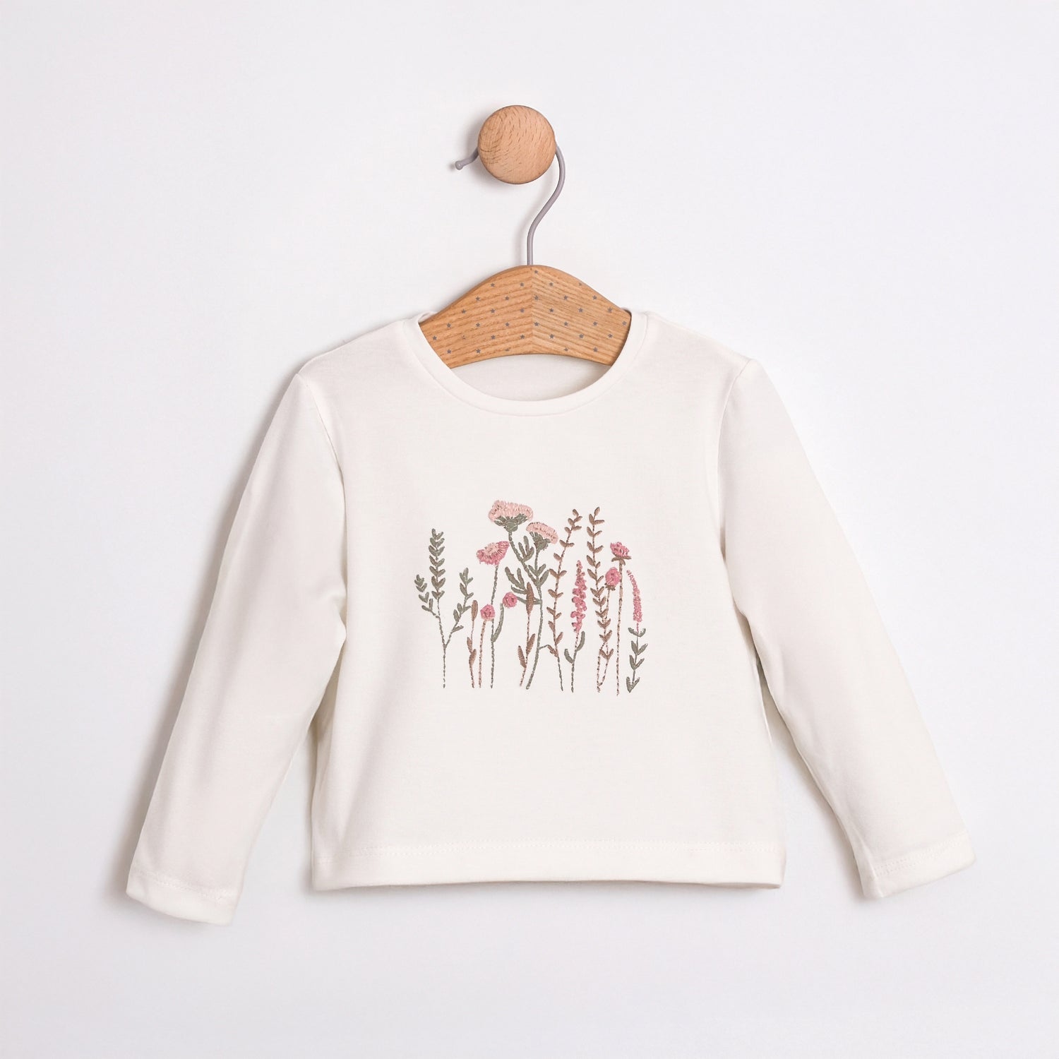 Çiçek Aplikeli 3’lü Bebek Takımı – Hırka + Tütü Etek + Uzun Kollu Üst, 3–18 Ay