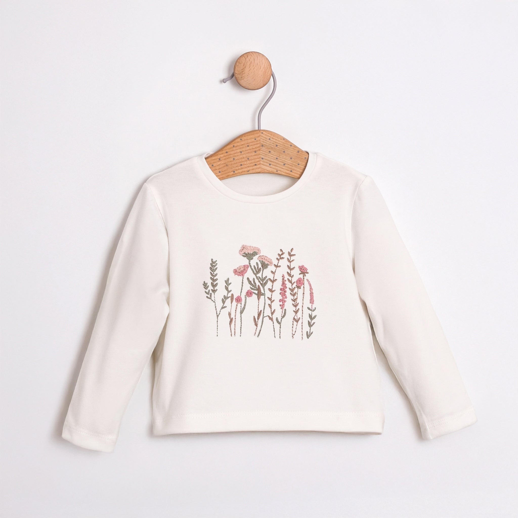 Çiçek Aplikeli 3’lü Bebek Takımı – Hırka + Tütü Etek + Uzun Kollu Üst, 3–18 Ay