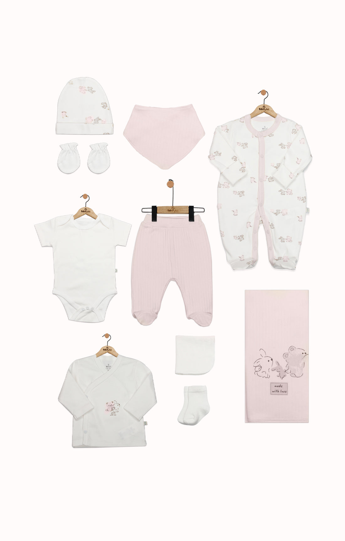 GOTS Sertifikalı Organik Pamuk 10 Parça Hastane Çıkışı Seti