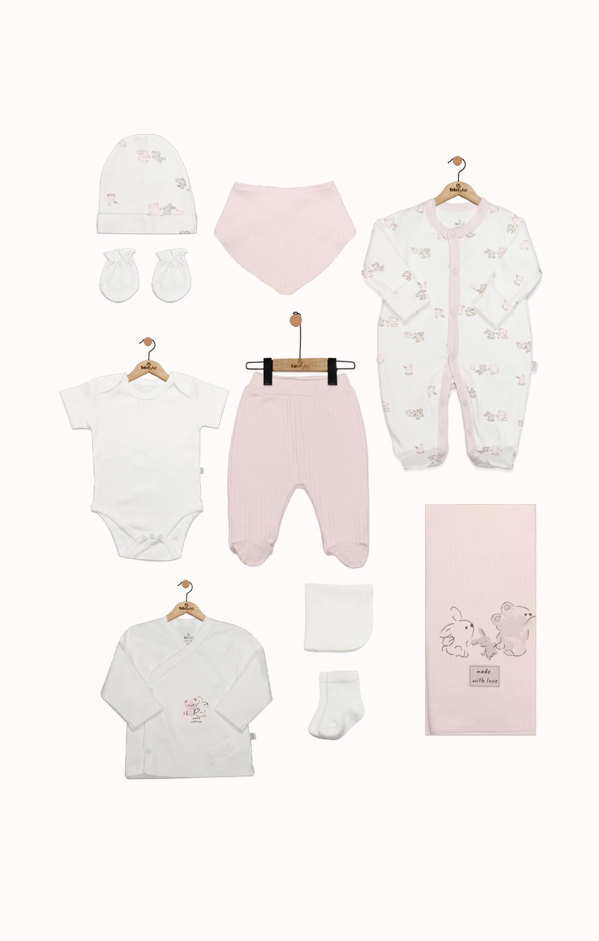 GOTS Sertifikalı Organik Pamuk 10 Parça Hastane Çıkışı Seti