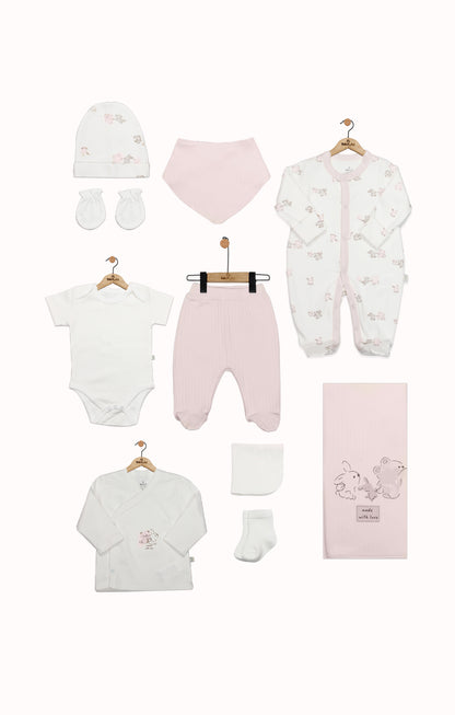 GOTS Sertifikalı Organik Pamuk 10 Parça Hastane Çıkışı Seti