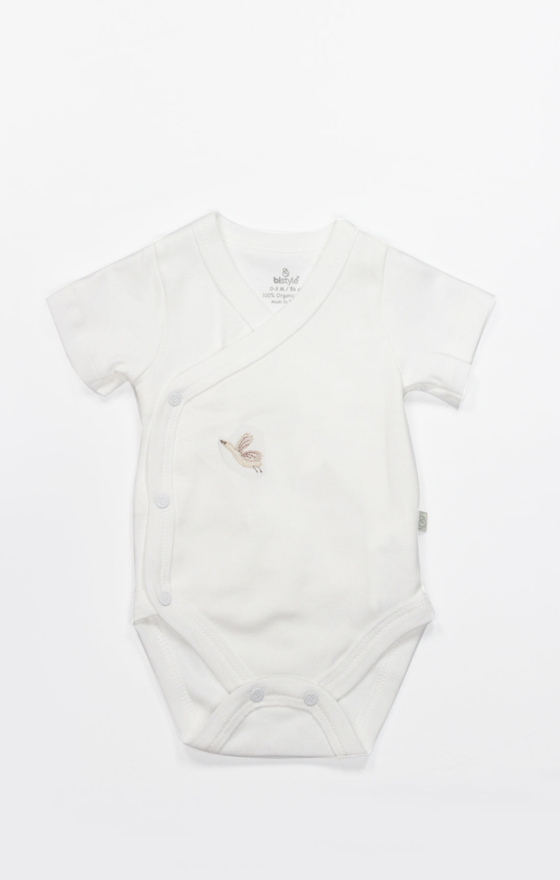 GOTS, Organik, Kısa Kollu, Kruvaze Body, Yenidoğan, 0-6 Ay