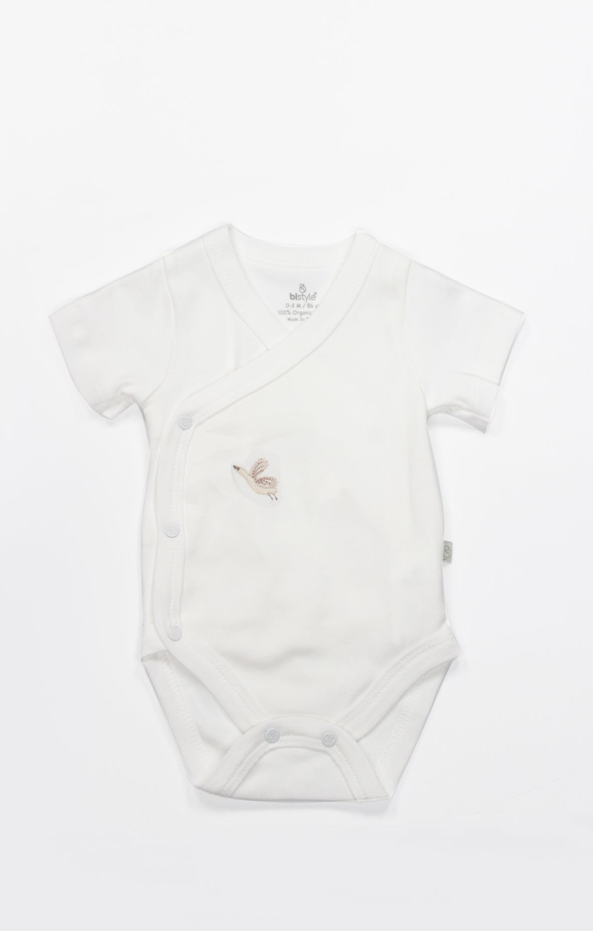 GOTS, Organik, Kısa Kollu, Kruvaze Body, Yenidoğan, 0-6 Ay