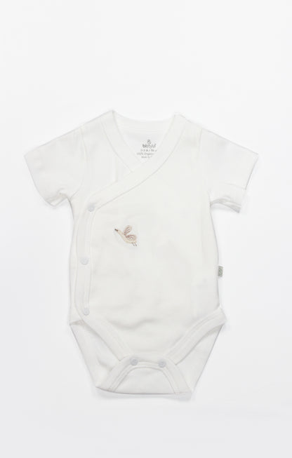 GOTS, Organik, Kısa Kollu, Kruvaze Body, Yenidoğan, 0-6 Ay