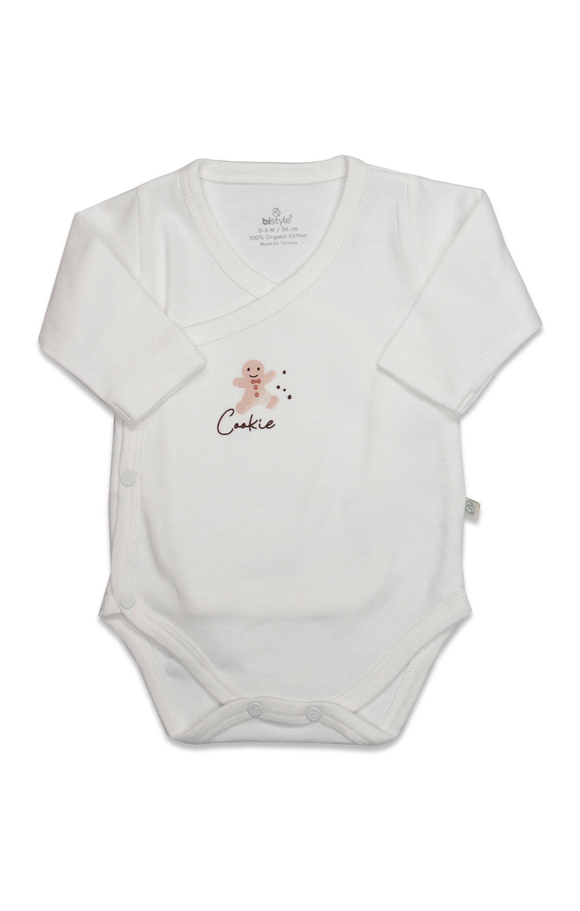 GOTS Sertifikalı Organik Pamuk Kruvaze Body, 0–6 Ay