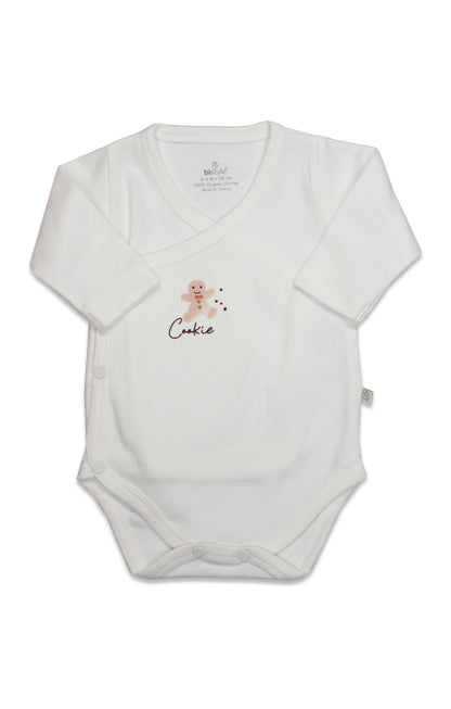 GOTS Sertifikalı Organik Pamuk Kruvaze Body, 0–6 Ay