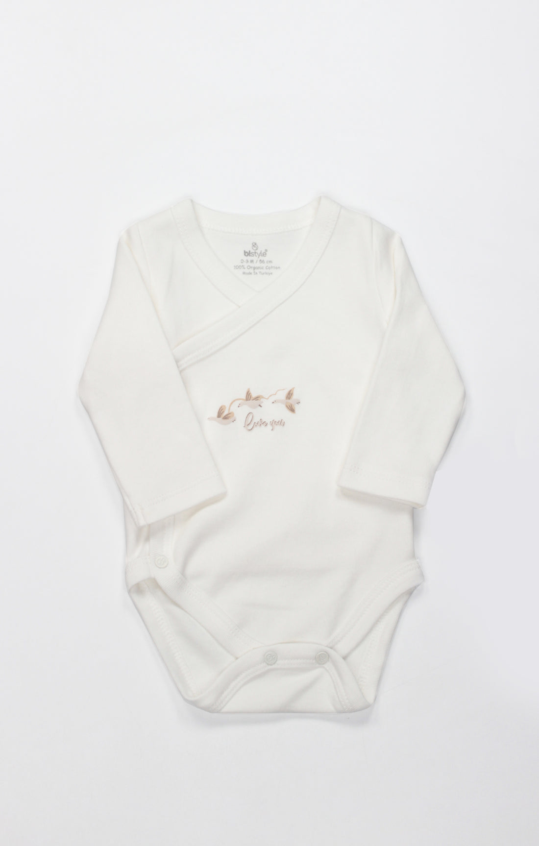GOTS, Organik Pamuk, Kruvaze Kollu Body, Yenidoğan, 0-6 Ay