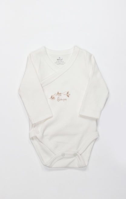 GOTS, Organik Pamuk, Kruvaze Kollu Body, Yenidoğan, 0-6 Ay