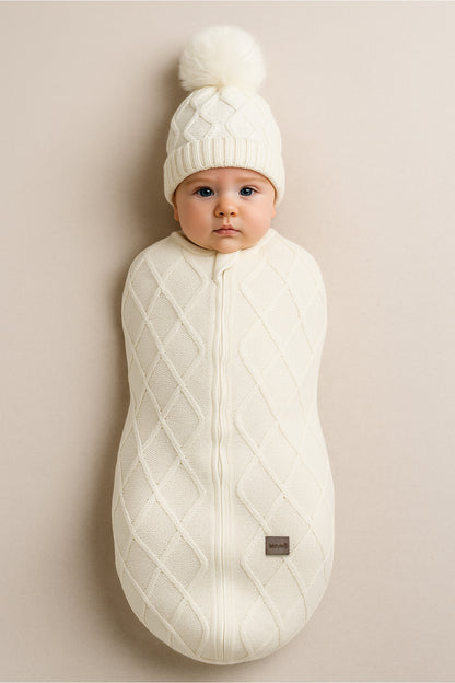 GOTS Sertifikalı Organik Triko Kundak &amp; Şapka Seti