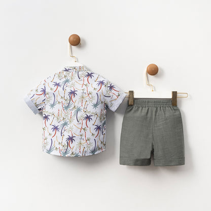 Erkek Bebek 2’li Yazlık Takım, Gömlek ve Şort, 6–24 Ay