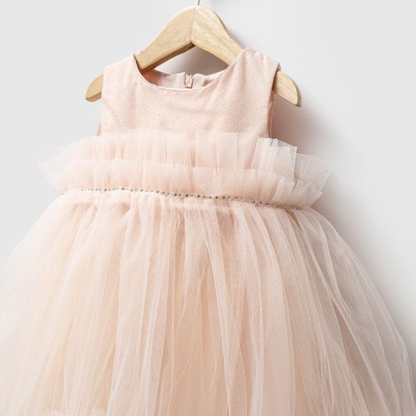 Salmon Tulle Princess Dress – 9-24 Months Special Occasion Baby Girl Dress