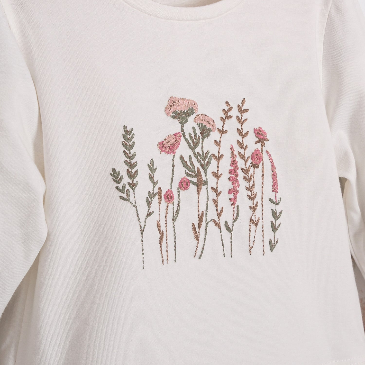 Çiçek Aplikeli 3’lü Bebek Takımı – Hırka + Tütü Etek + Uzun Kollu Üst, 3–18 Ay