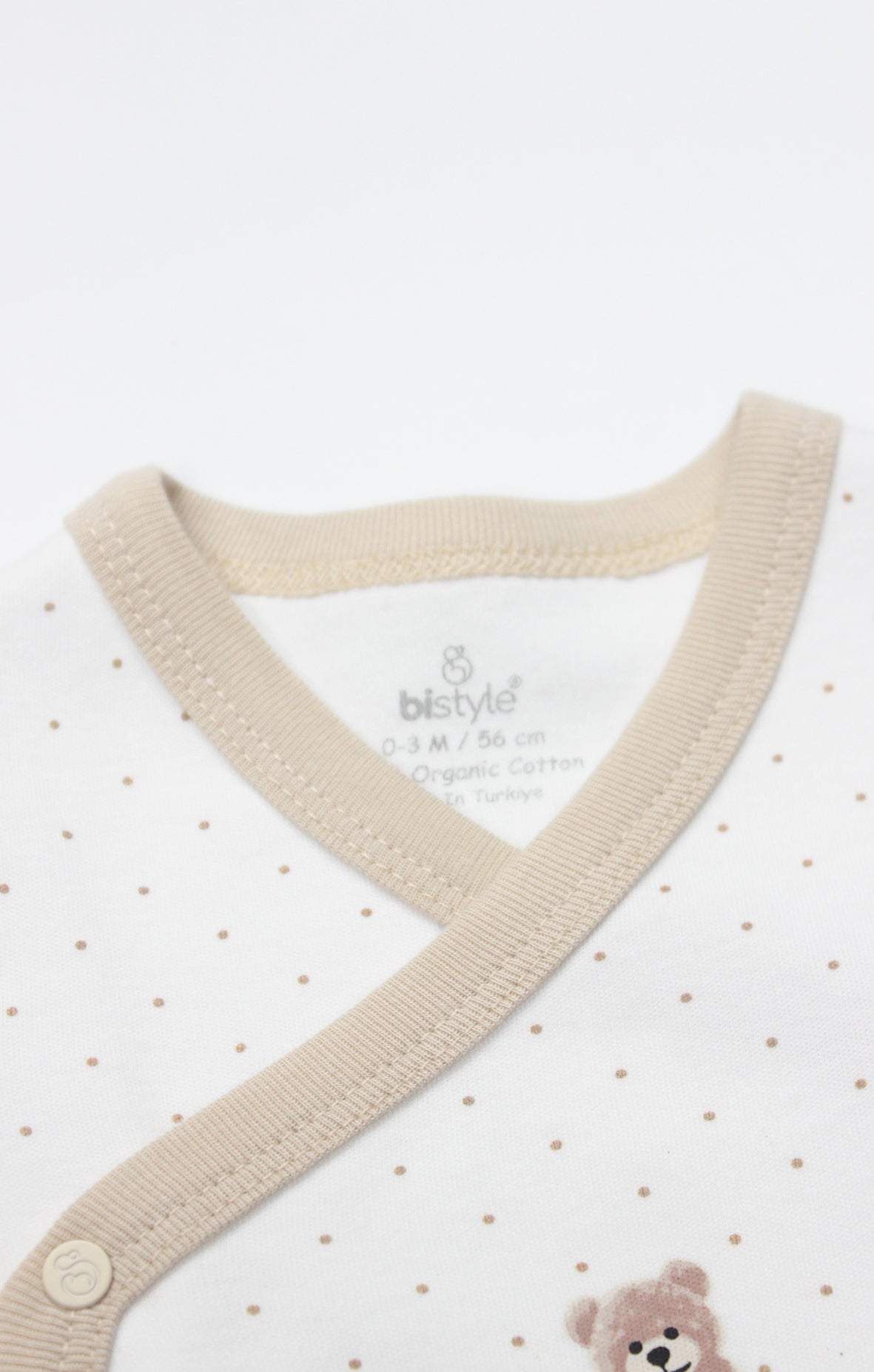 GOTS, Organik Pamuk, Kısa Kollu Kruvaze Body, Yenidoğan, 0-6 Ay