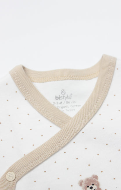 GOTS, Organik Pamuk, Kısa Kollu Kruvaze Body, Yenidoğan, 0-6 Ay
