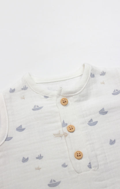 GOTS,Organik Müslin, Unisex Bebek Tulum, Yenidoğan, 0-9 Ay