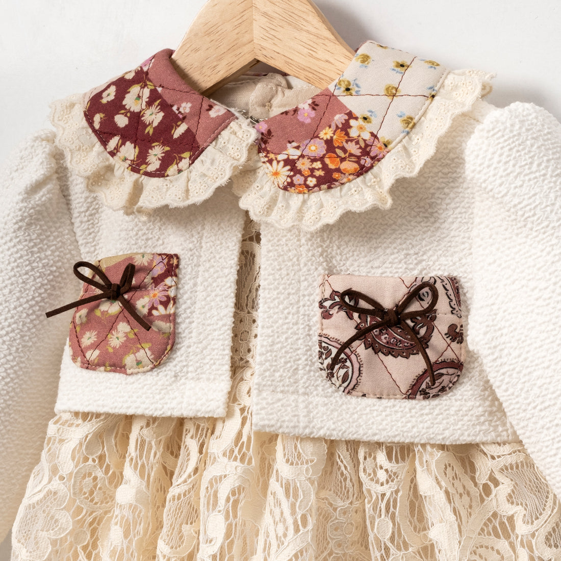 Lace Detailed 2-Piece Baby Girl Set – Cardigan + Lace Dress Bodysuit, 3–18 Months