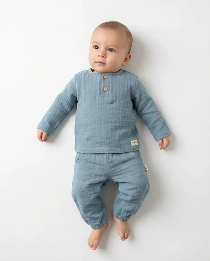 GOTS Organic, 4-Ply Muslin, Long-Sleeved 2-Piece Set, Boys, 1-5 Years
